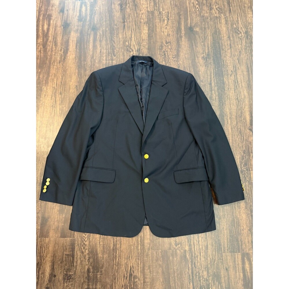 Brooks Brothers Loro Piana Blazer Men 44R Black Wool Country Club Gold Button